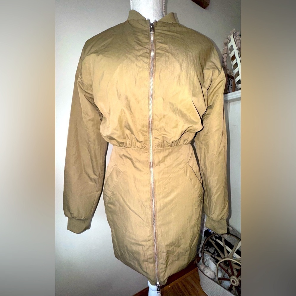 ZARA PADDED MINI BOMBER DRESS Sz. S. NWT zips up & down.